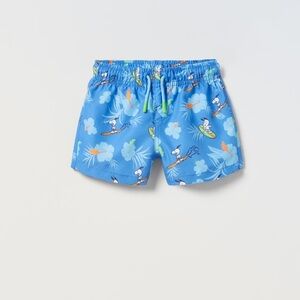 NWT Zara 6-12m Peanuts snoopy swim bathing suit trunks bottoms surfboard